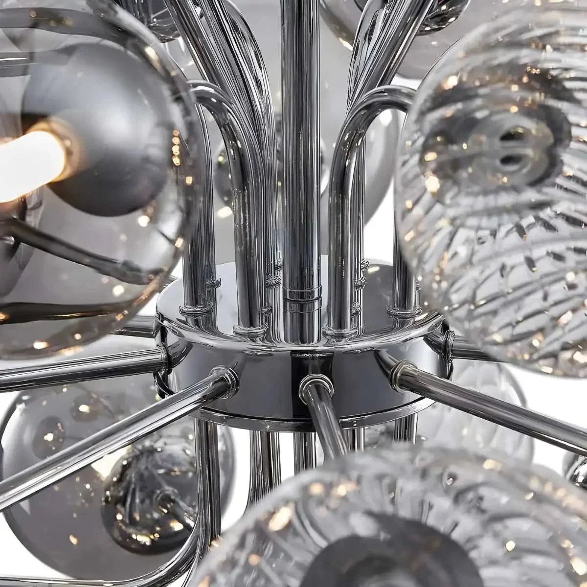 Modern Ball Glass Bubble Chandelier for Dining Room – Smoked Grey Finish | Casalola Lights