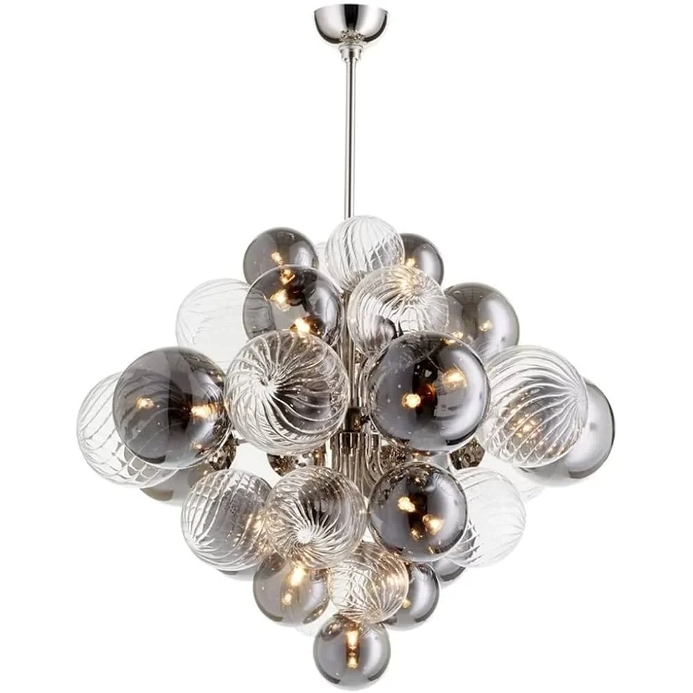 Modern Ball Glass Bubble Chandelier for Dining Room – Smoked Grey Finish | Casalola Lights