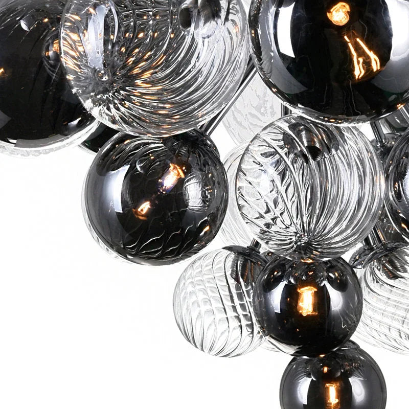 Modern Ball Glass Bubble Chandelier for Dining Room – Smoked Grey Finish | Casalola Lights