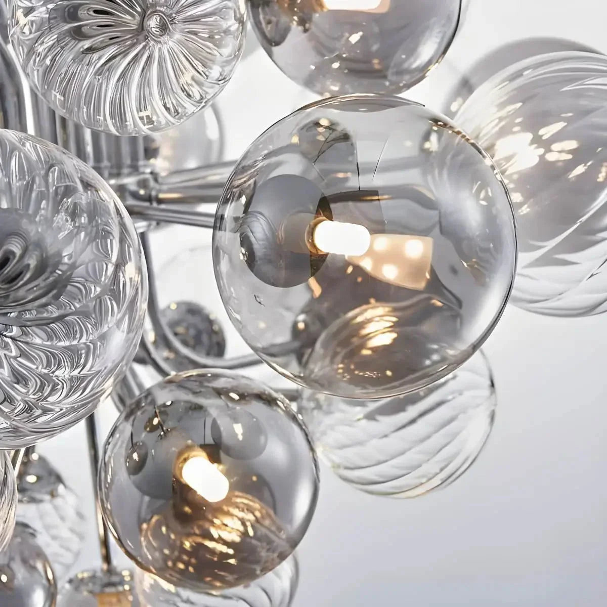 Modern Ball Glass Bubble Chandelier for Dining Room – Smoked Grey Finish | Casalola Lights