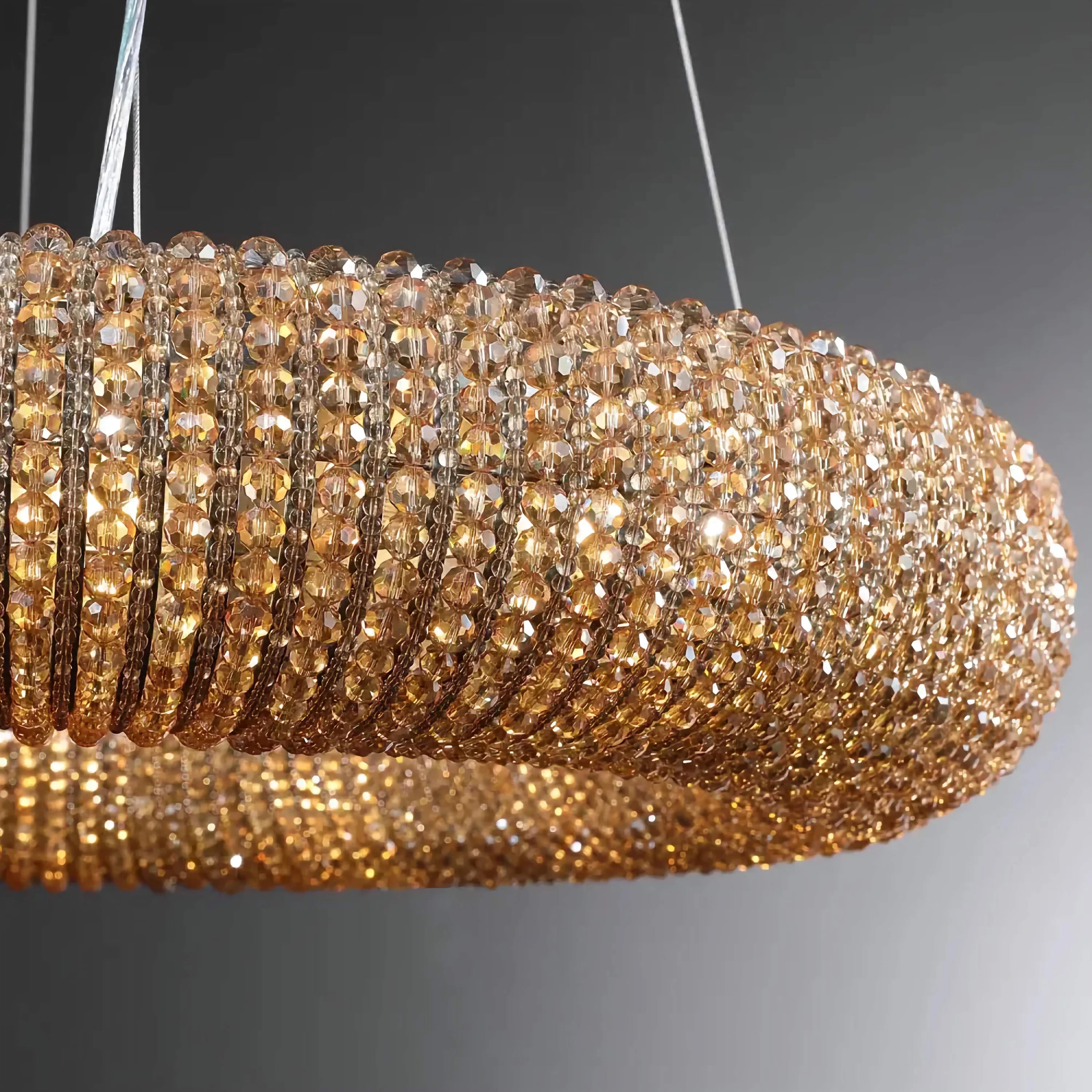 Luxury Crystal Ring Chandelier | Amber Grand Modern Statement Light