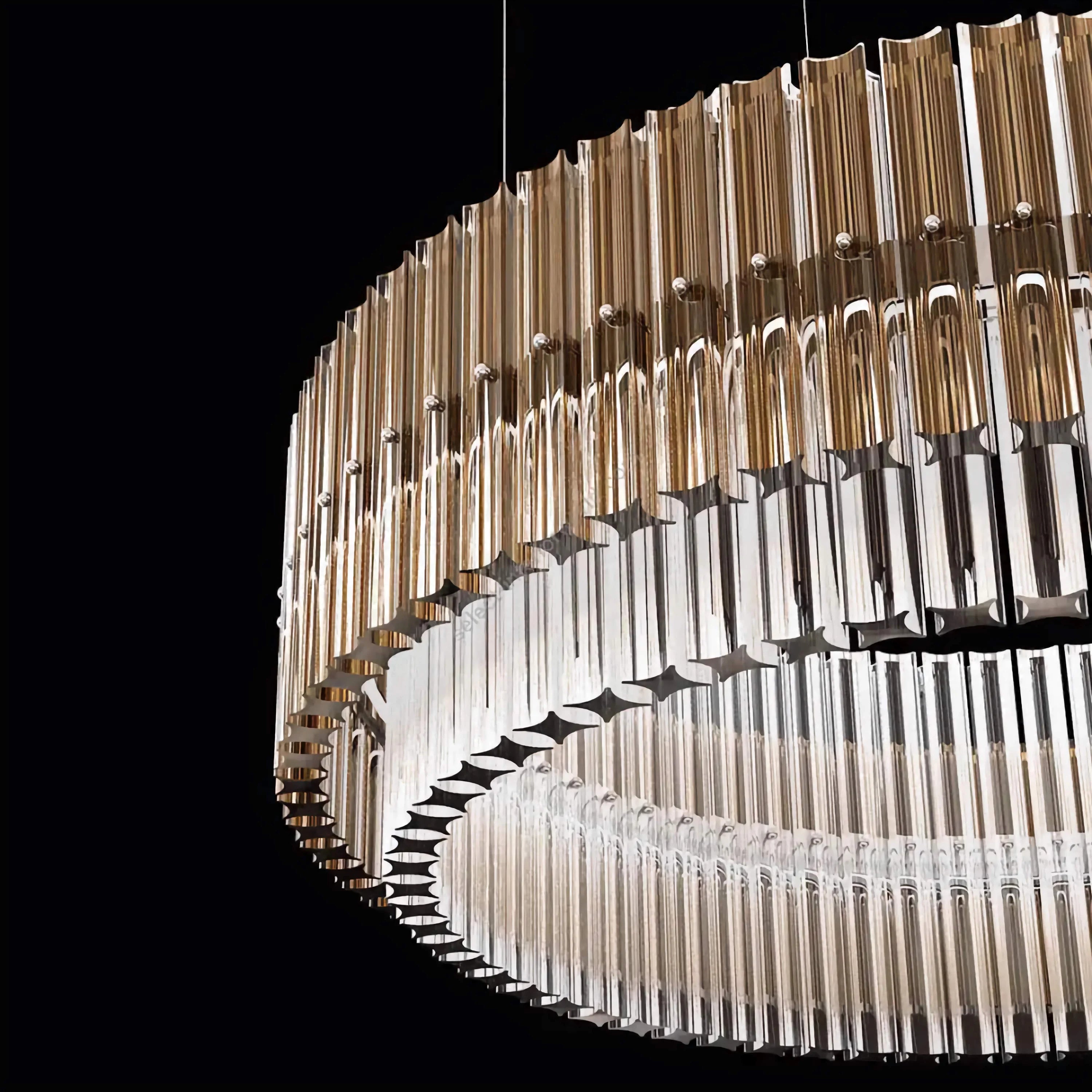 Smoked Crystal Drum Chandelier | Modern Round Pendant Lighting for Dining Room or Foyer Statement Fixture