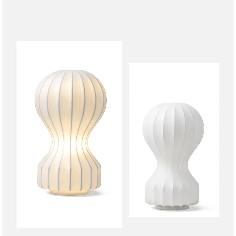 Japandi Table Lamp Resin and Silk Available in Three Sizes Wabi Sabi Style