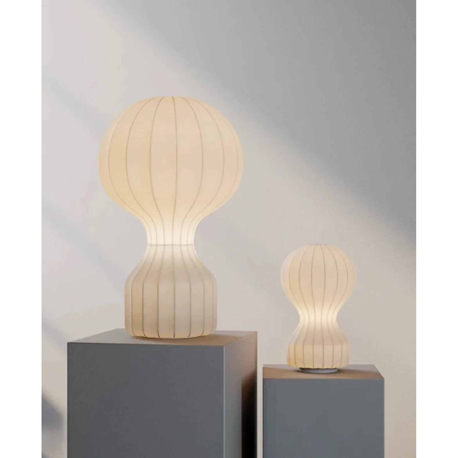 Japandi Table Lamp Resin and Silk Available in Three Sizes Wabi Sabi Style