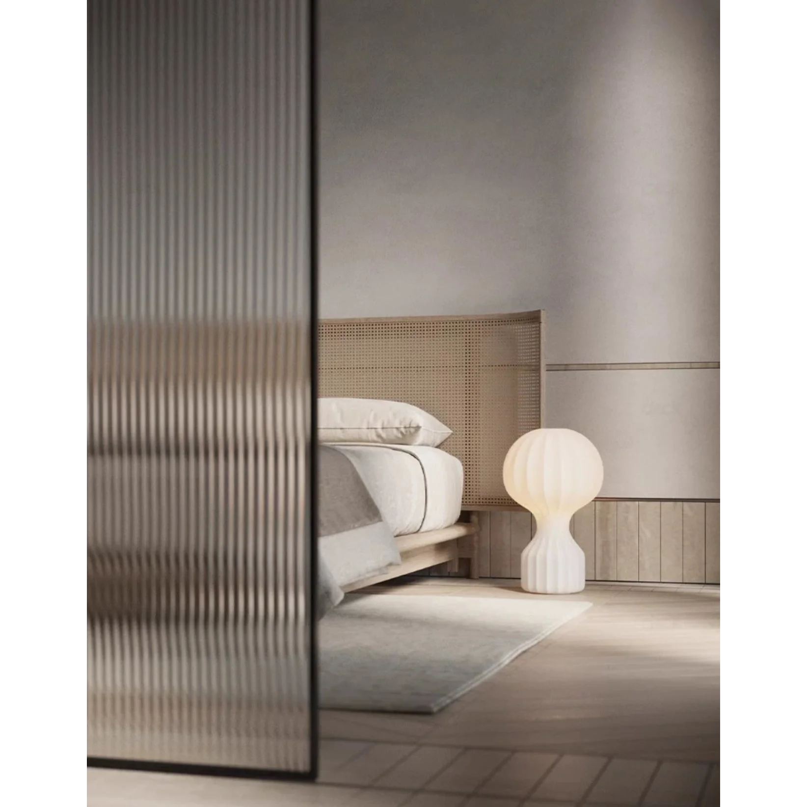 Japandi Table Lamp Resin and Silk Available in Three Sizes Wabi Sabi Style