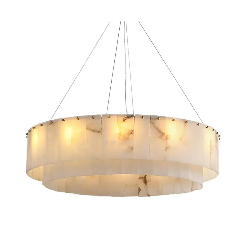 Dining Room Chandelier 31’’ – Round Alabaster Modern Casalolalights Luxury Lamps for Interior Designers