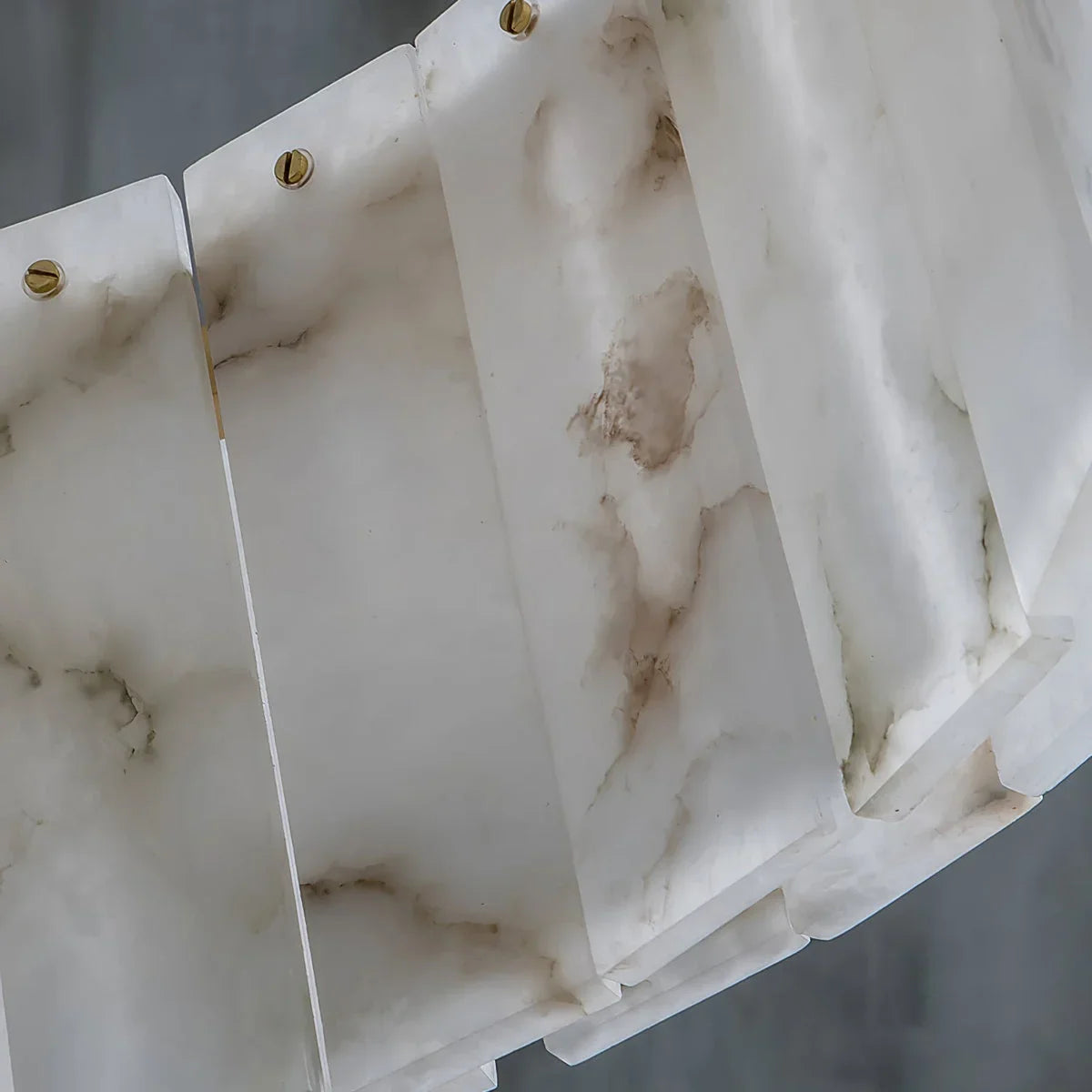 Alabaster panel veining lit warm