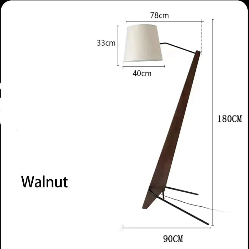Solid Walnut Floor Lamp 180cm | Angled Wood Standing with Fabric Shade Japandi Living & Reading Casalolalights Luxury