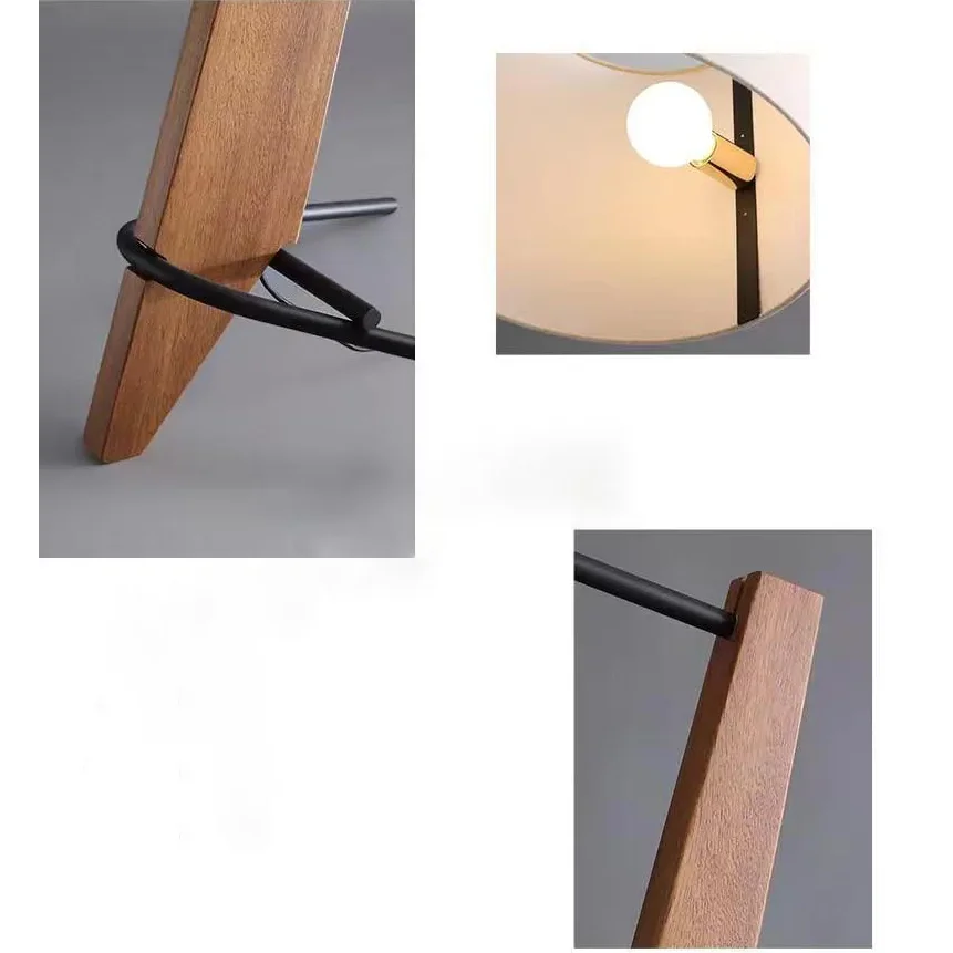 Solid Walnut Floor Lamp 180cm | Angled Wood Standing with Fabric Shade Japandi Living & Reading Casalolalights Luxury
