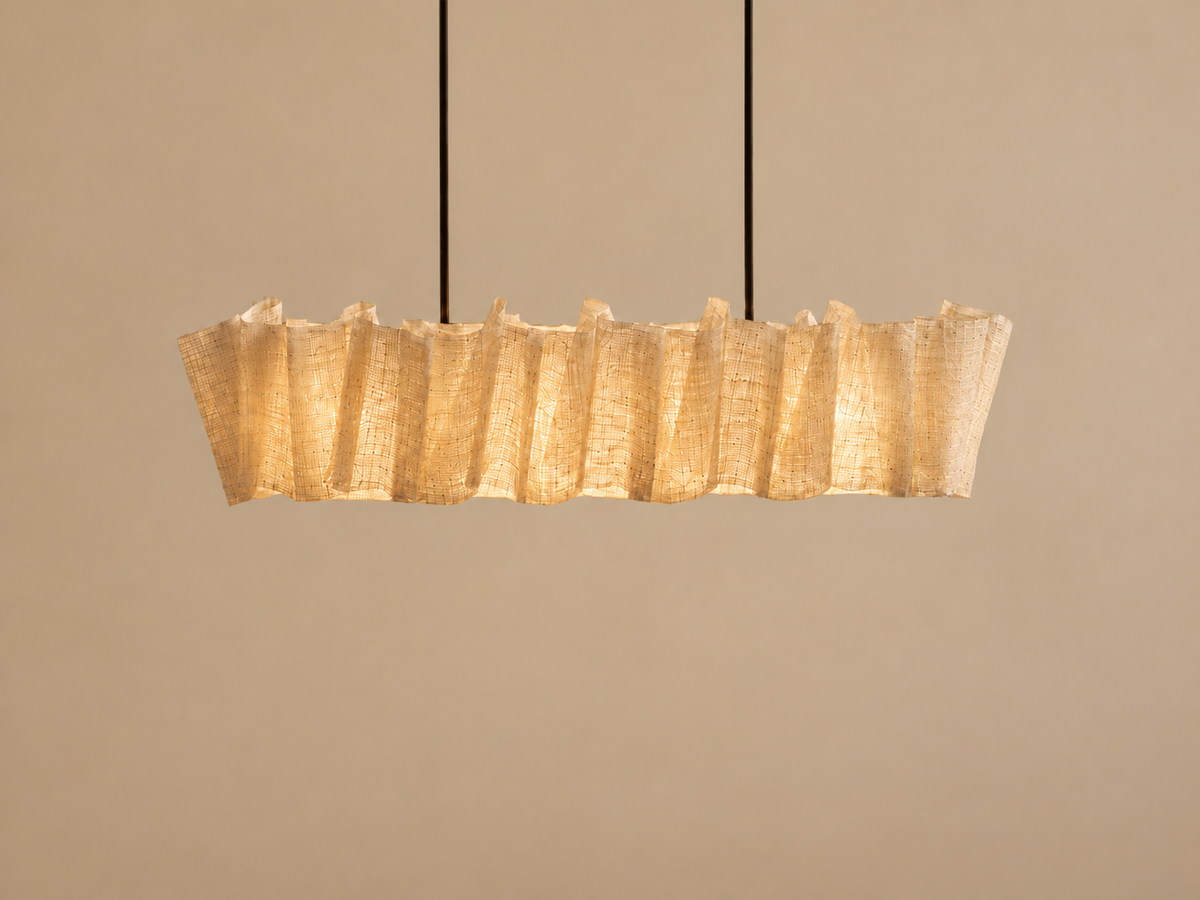 Handwoven Abaca Linear Chandelier for Kitchen Island | 100cm & 120cm Coastal Dining Table Casalolalights Luxury Lamps