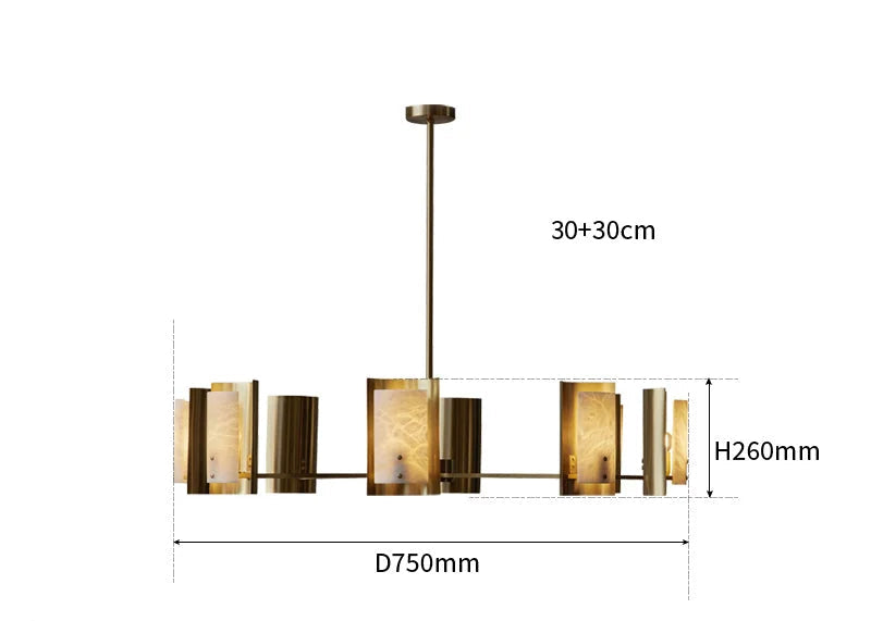 Spanish Alabaster Round Chandelier | Brass Modern Dining Room Light