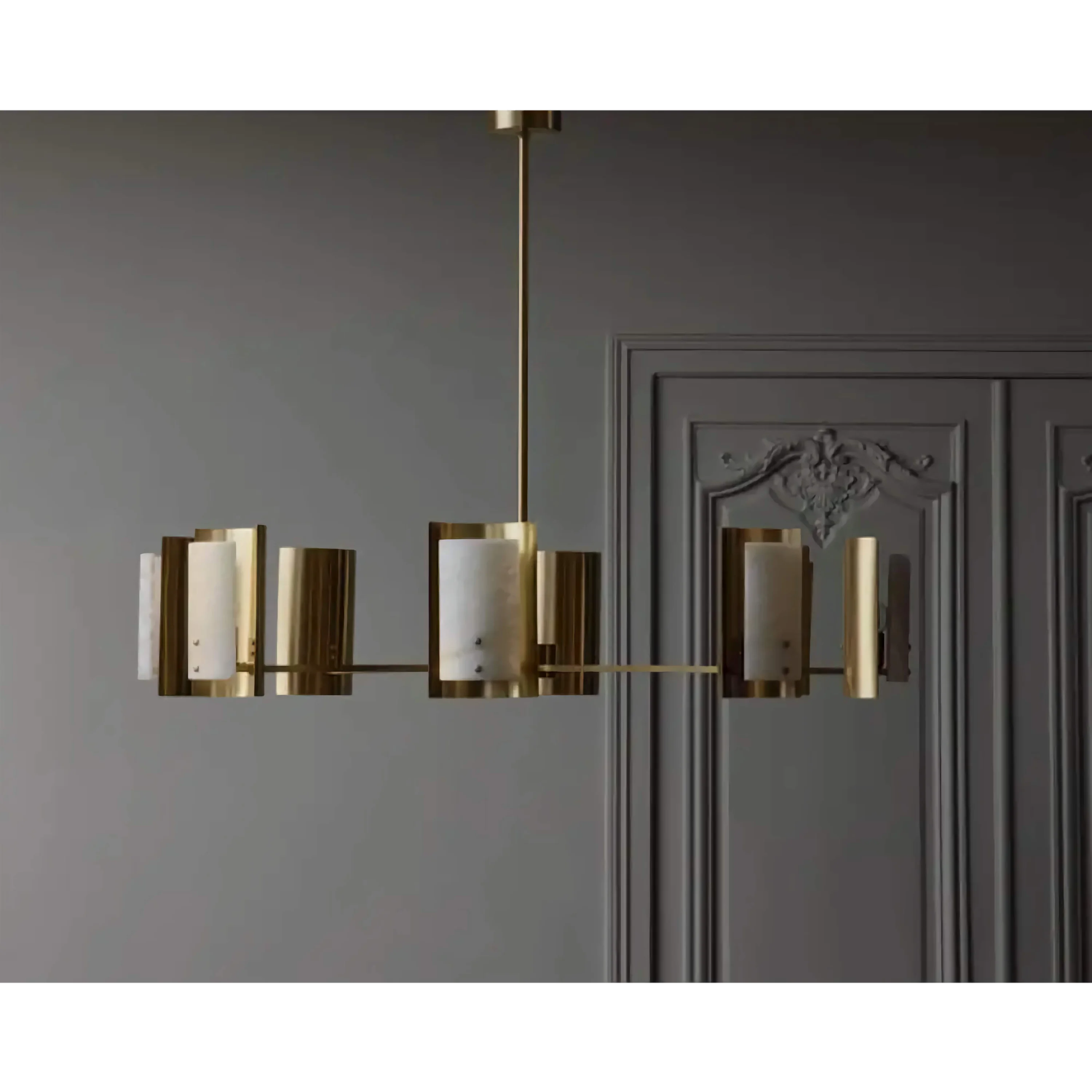 Spanish Alabaster Round Chandelier | Brass Modern Dining Room Light