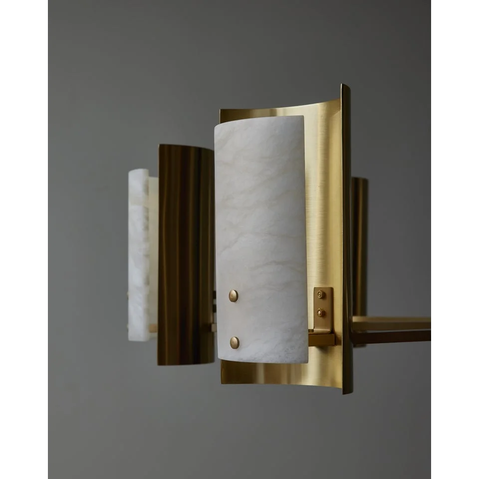 Spanish Alabaster Round Chandelier | Brass Modern Dining Room Light