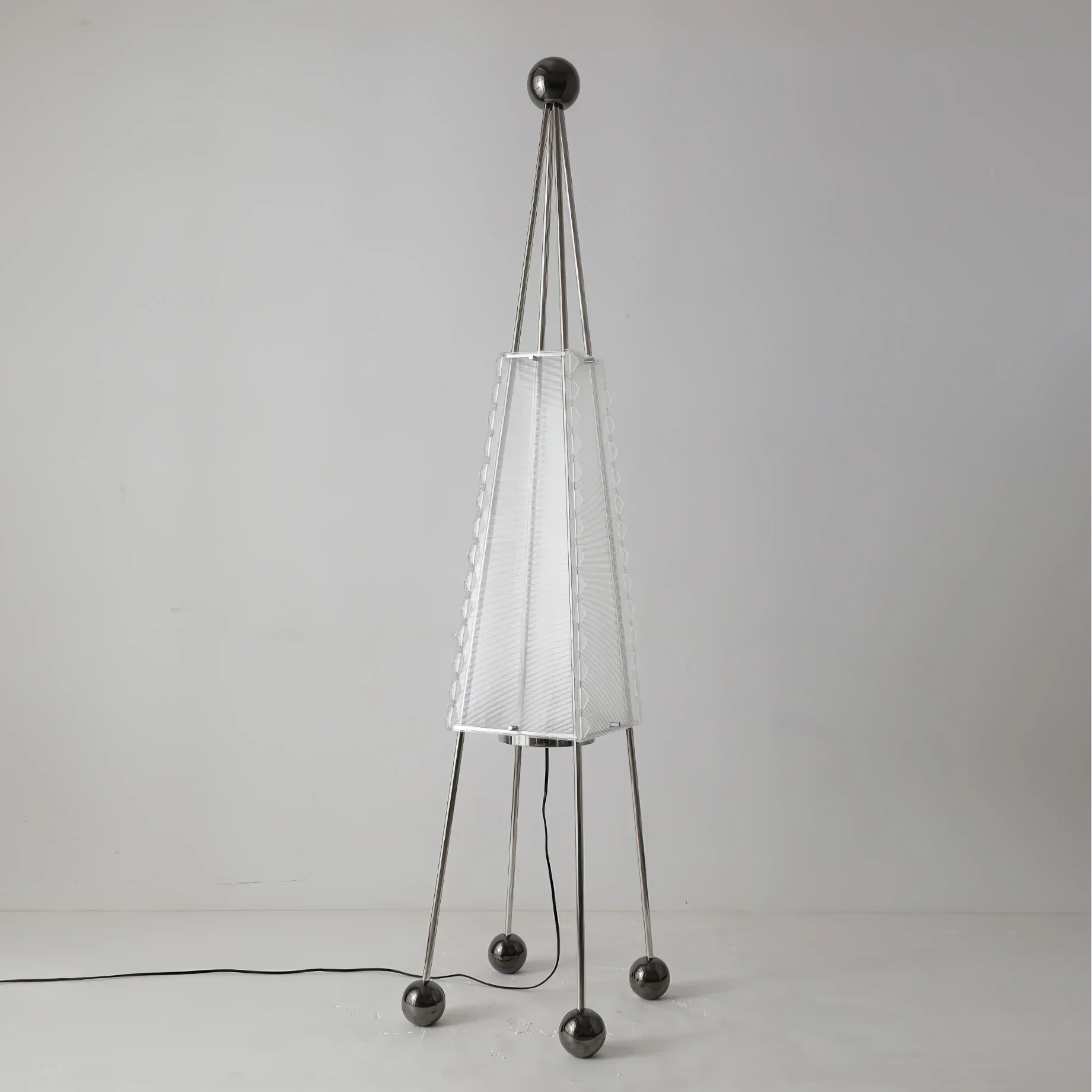 Tent Designer Floor Lamp Stainless Steel 175cm Tall Light for Living Room | Modern Eclectic Interiors