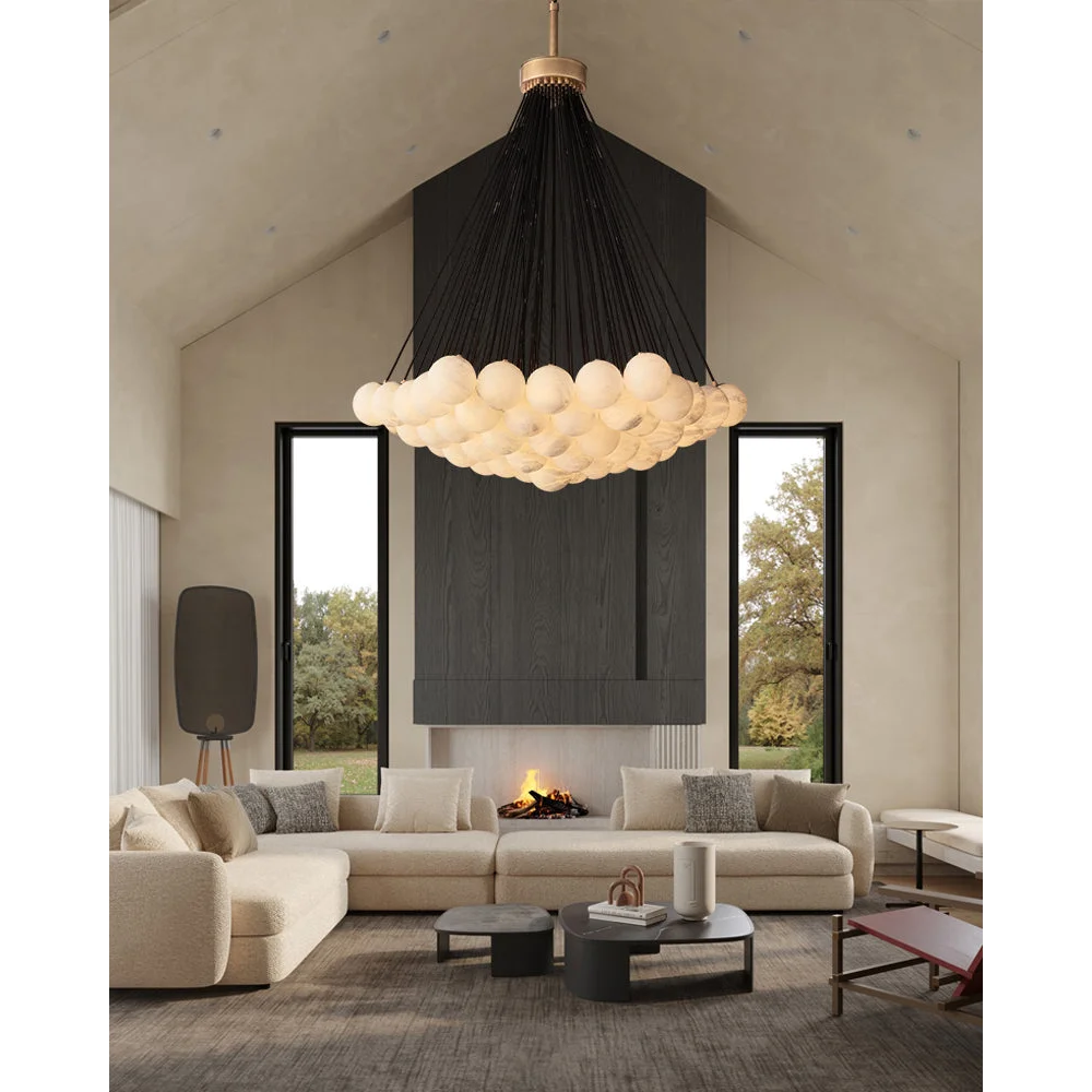 Etoile Clustered Alabaster Globe Chandelier | Sculptural Suspension for Grand Foyers