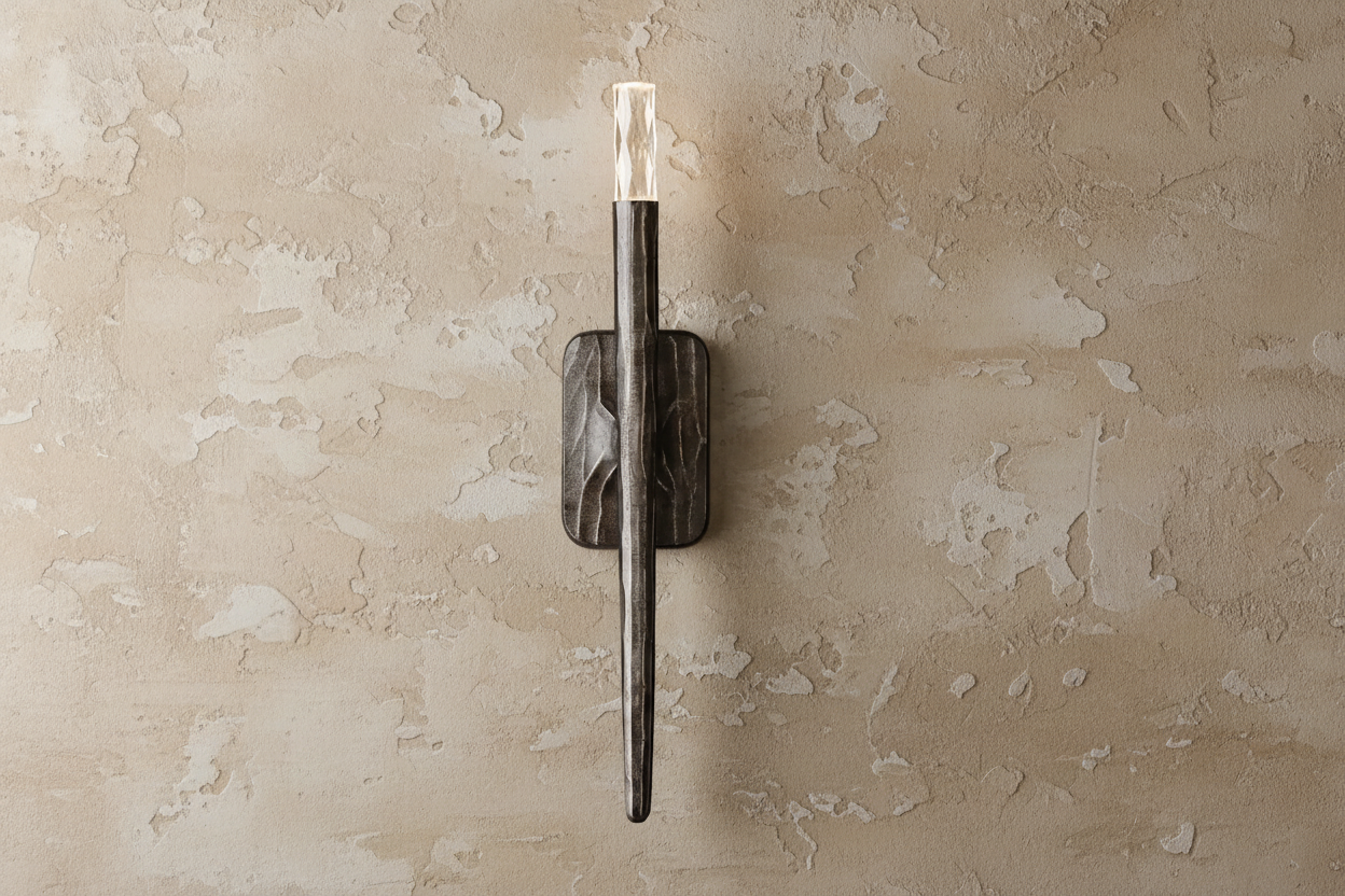 Stick silver copper wall sconce full view