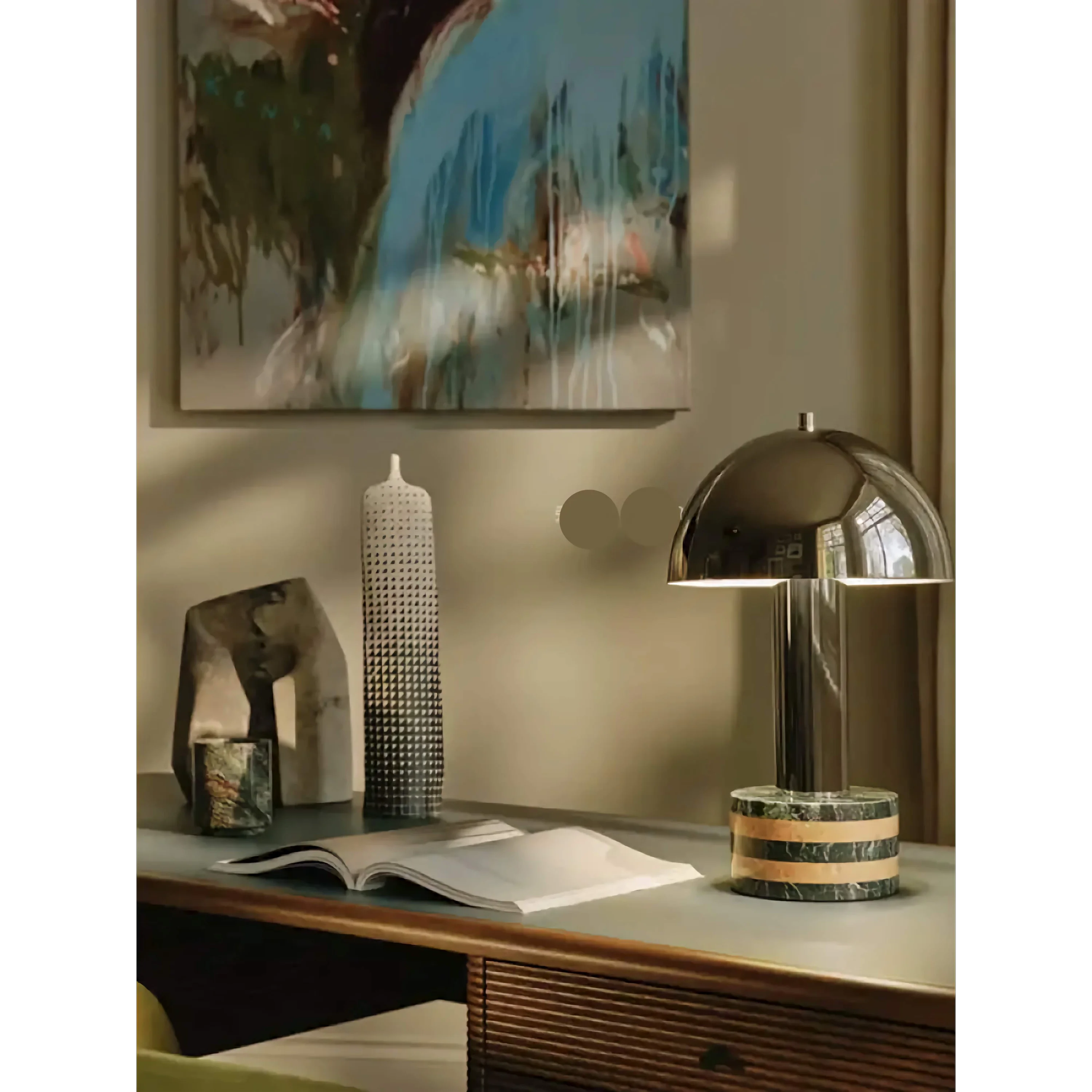 Striped Marble Base Table Lamp | Chrome Dome Bauhaus