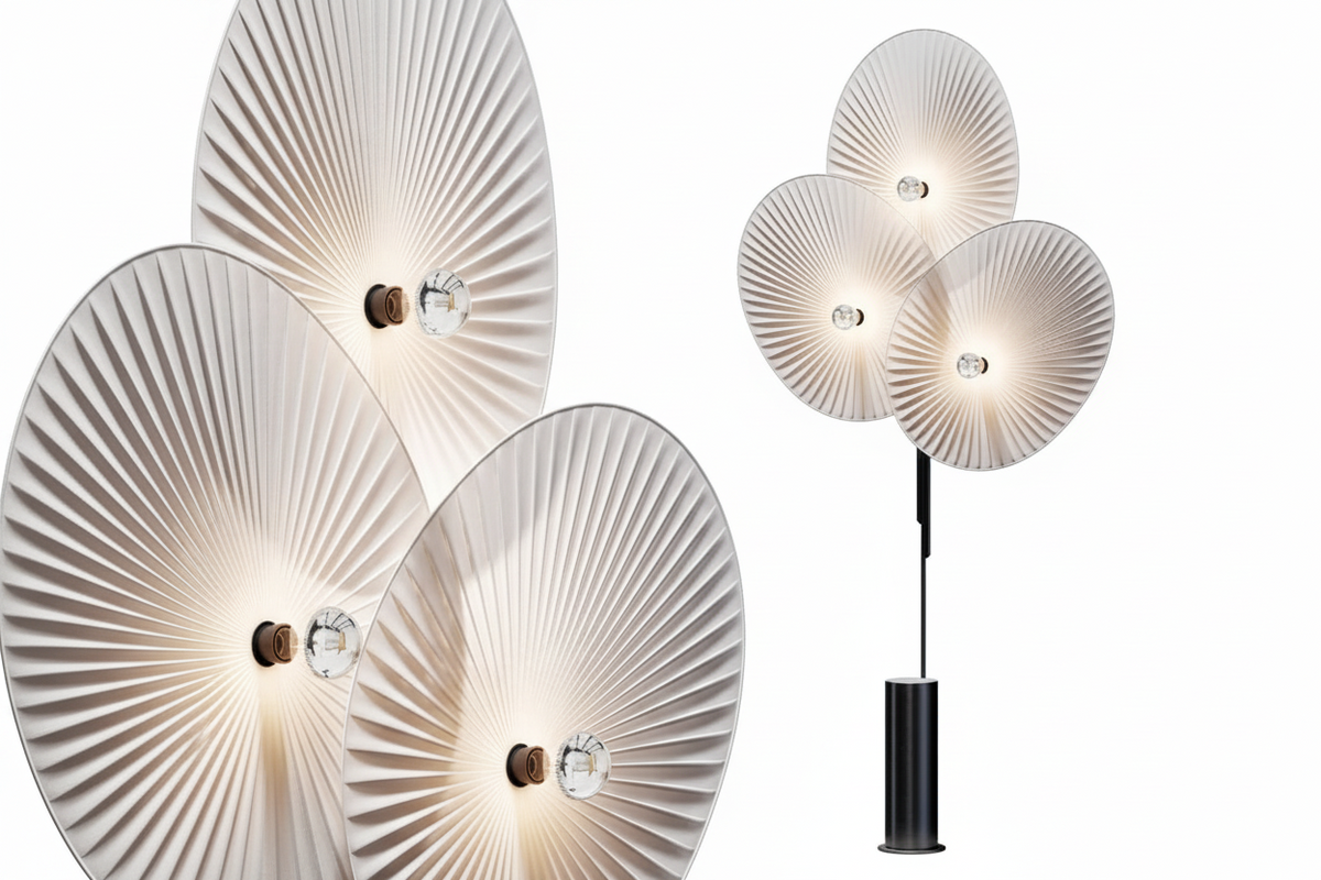 Floor Lamp 190cm | Pleated Linen Fan-shade Statement Art Deco Mid-century Living Room & Foyer Casalolalights Luxury