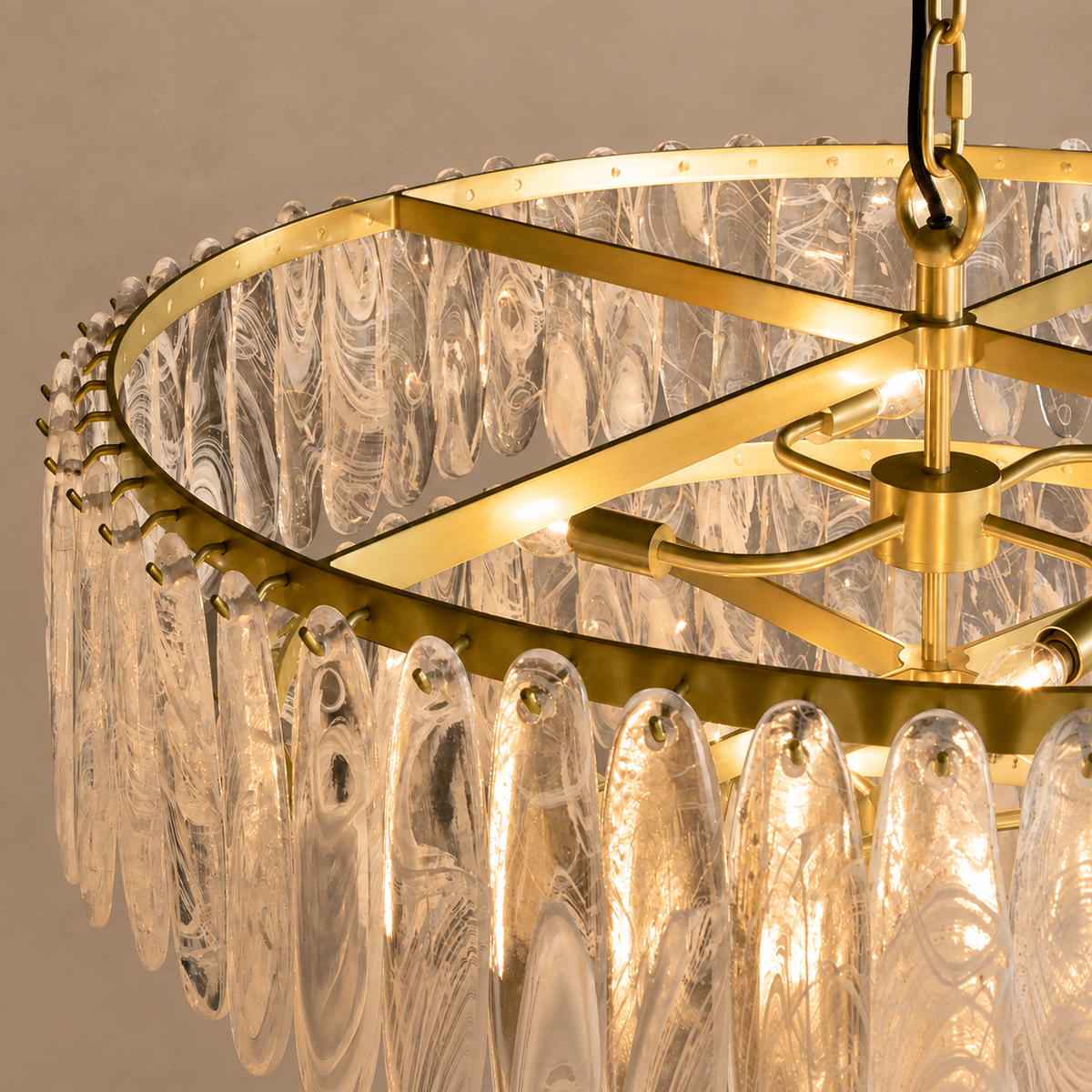 Extra Large Swirled Glass Tiered Chandelier Brass | Great Room or Grand Foyer Custom Chain Drop Casalola Lights Luxury