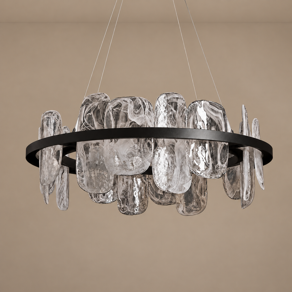 Glass Chandelier - Swirled Halo Casalola Lights Luxury Lamps for Interior Designers