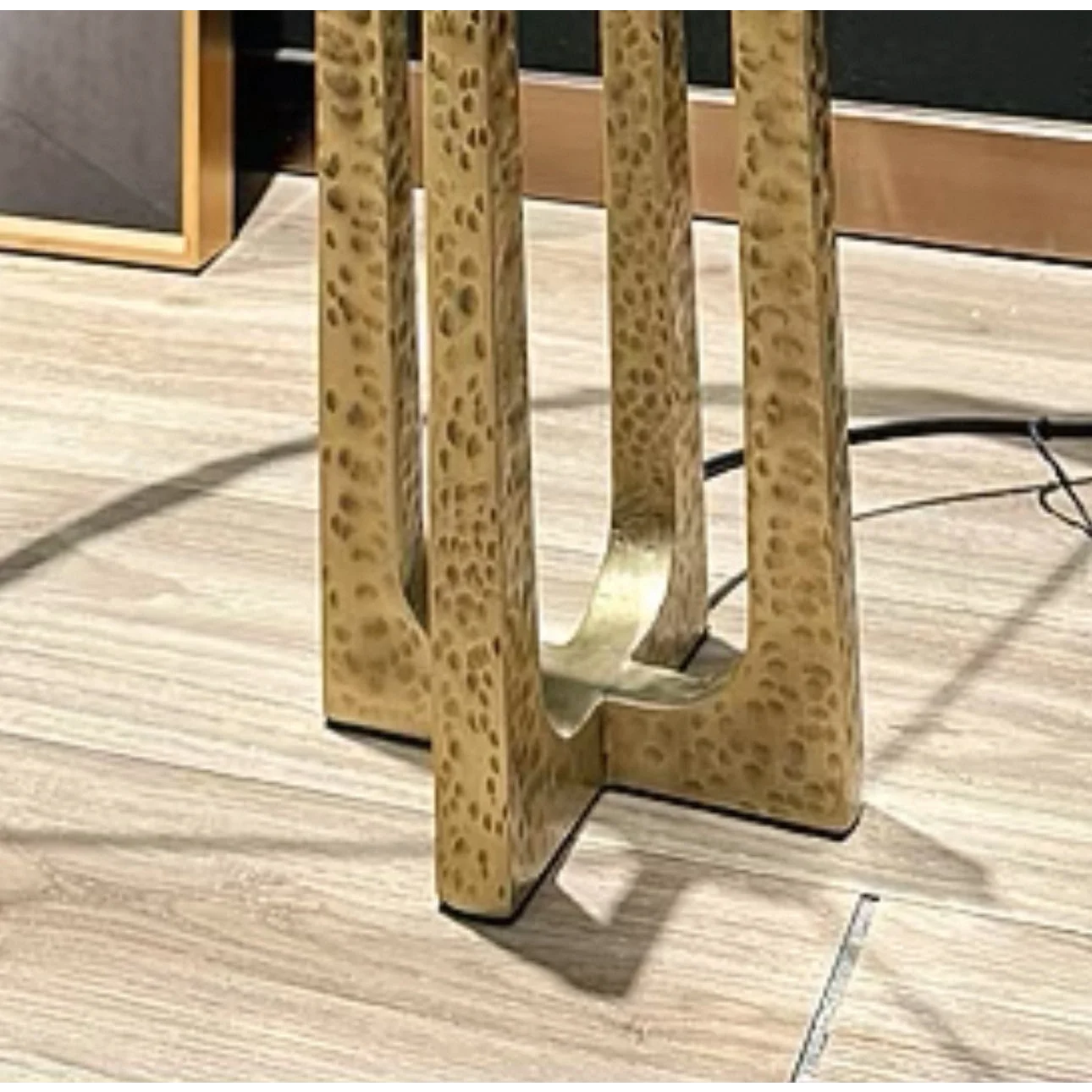 Sculptural Hammered Brass Table Lamp | Designer Accent Light