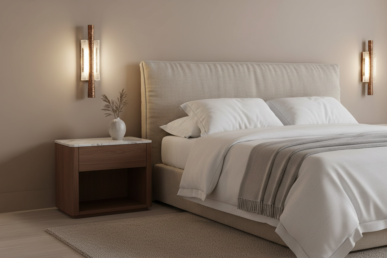 Aplique de pared de cobre texturizado y vidrio transparente | CLHIT56