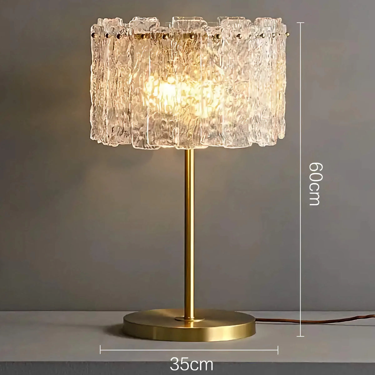 Glass Table Lamp 60cm | Textured Cast-glass & Brass Accent Contemporary Living Room Entry Casalolalights Luxury Lamps