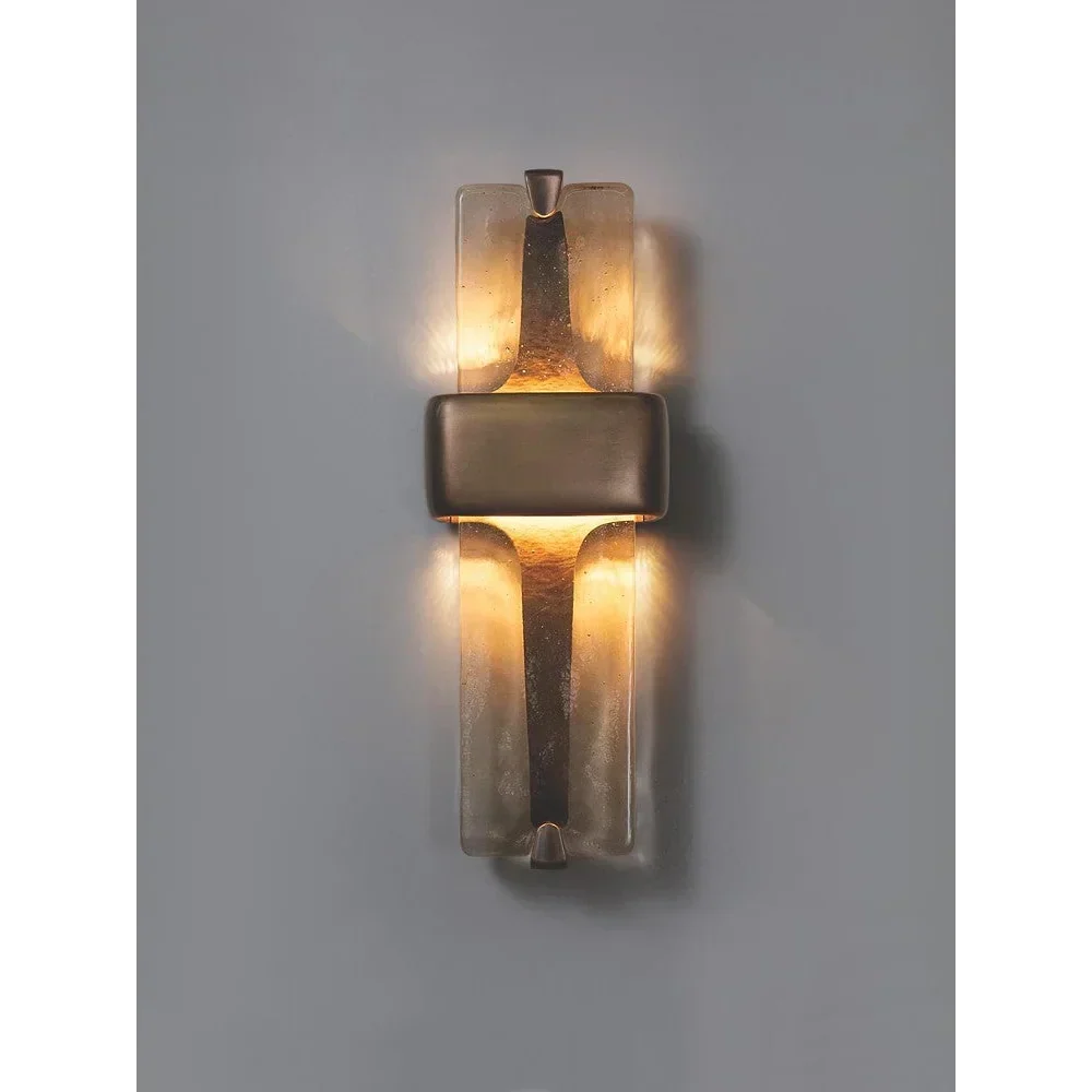 Textured Glass & Solid Brass Wall Sconce | Tall Hallway Doorway Pair E12/e14 Bulb 2700k Casalola Lights Luxury Lamps