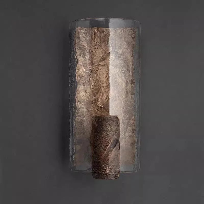Textured Glass & Cast Steel Wall Sconce | Dimmable Modern Light