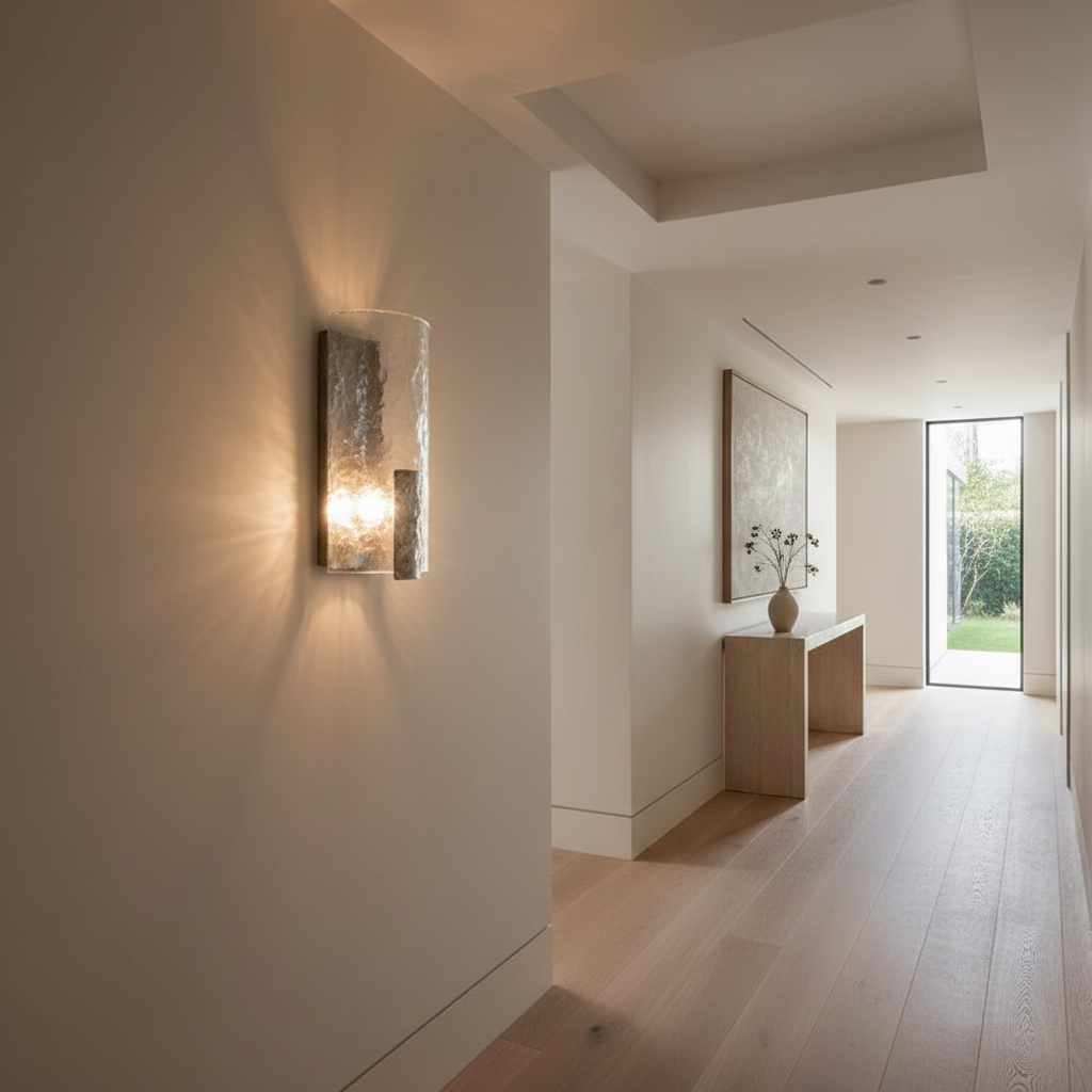 TEXTURED GLASS & CAST STEEL WALL SCONCE | CLDFT025S