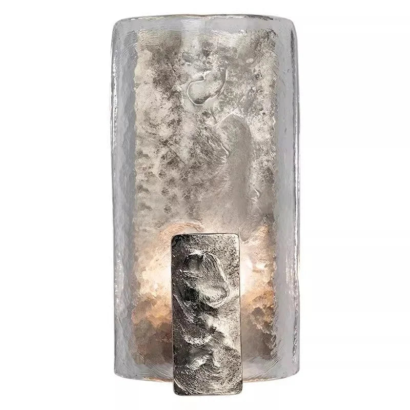 Textured Glass & Cast Steel Wall Sconce | Dimmable Modern Light