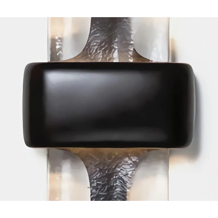 Black Textured Glass Wall Sconce Stainless Steel | Tall Hallway Pair Doorway Light E12/e14 50cm High Casalola Lights