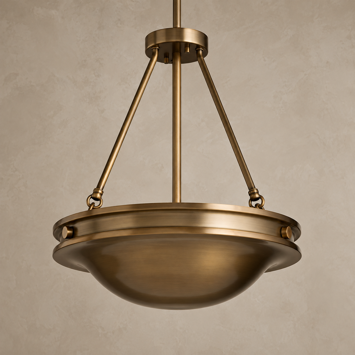 Antique Brass Bowl Semi Flush | Warm Metal Light where there is no Height for a Pendant Two Sizes Casalola Lights