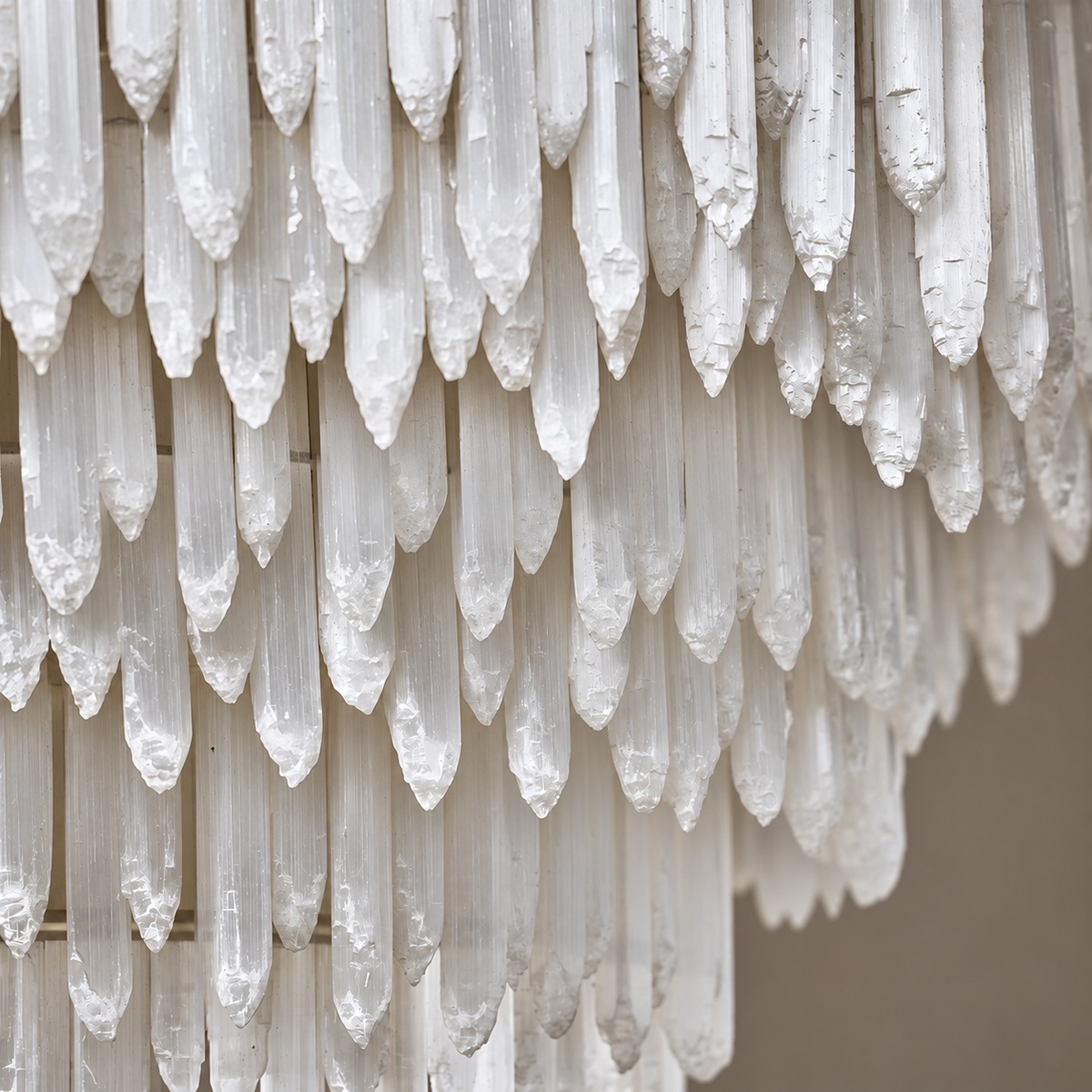 Natural Selenite Crystal Chandelier Brass | Double Height Foyer or Primary Bedroom Heavy Duty Mount Casalola Lights
