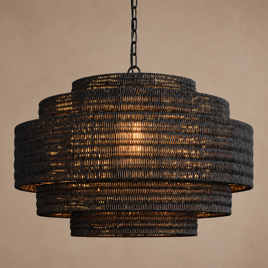 The Intreccio Tiered Rattan Chandelier