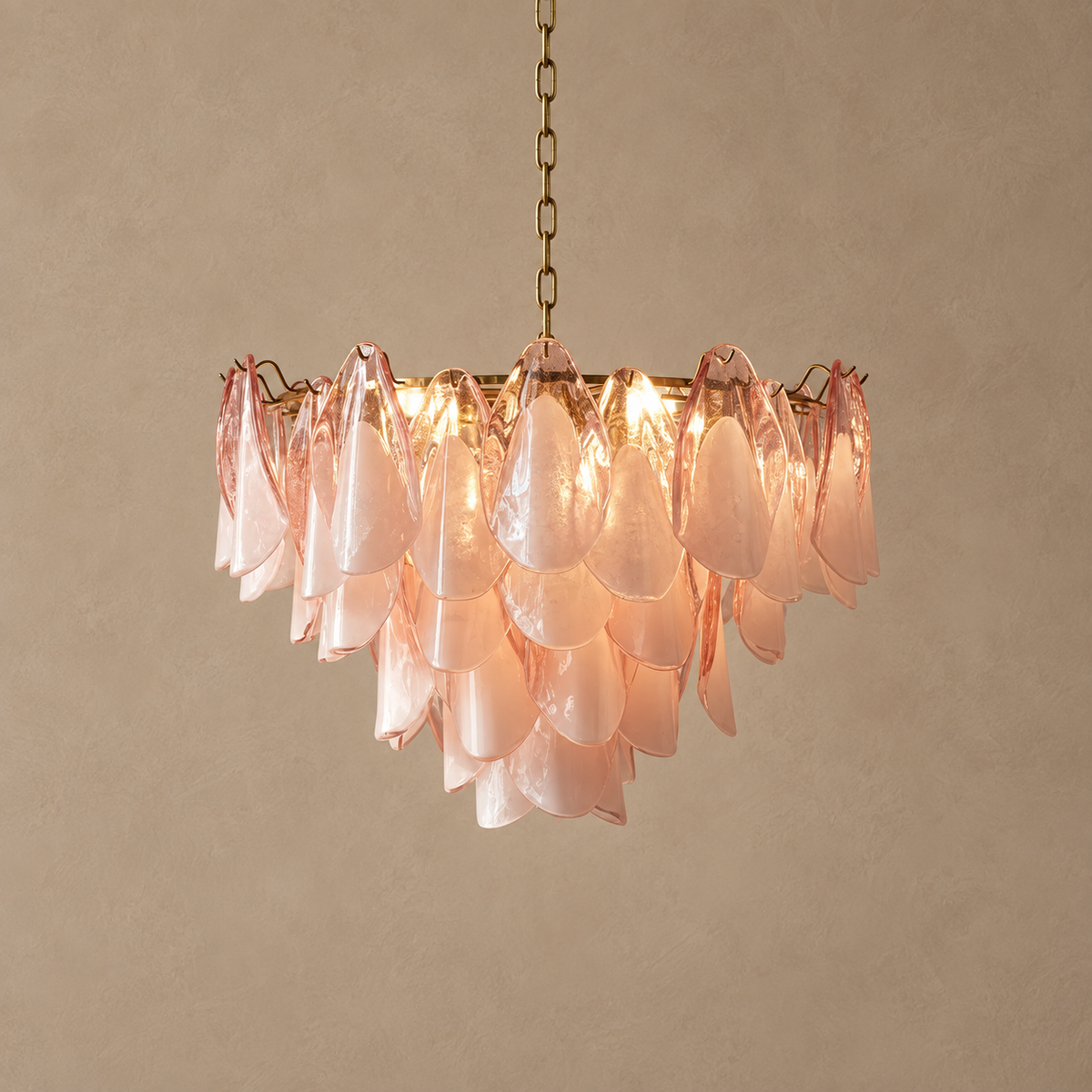 Pink Glass Chandelier Stainless Steel | Small for a Bedroom Large Living Room Custom Chain Drop Casalola Lights Luxury