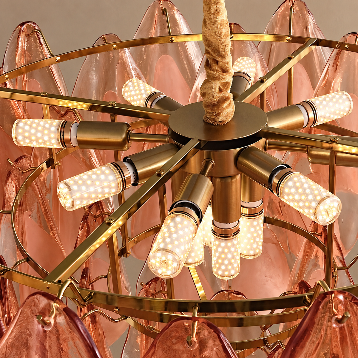 Pink Glass Chandelier Stainless Steel | Small for a Bedroom Large Living Room Custom Chain Drop Casalola Lights Luxury
