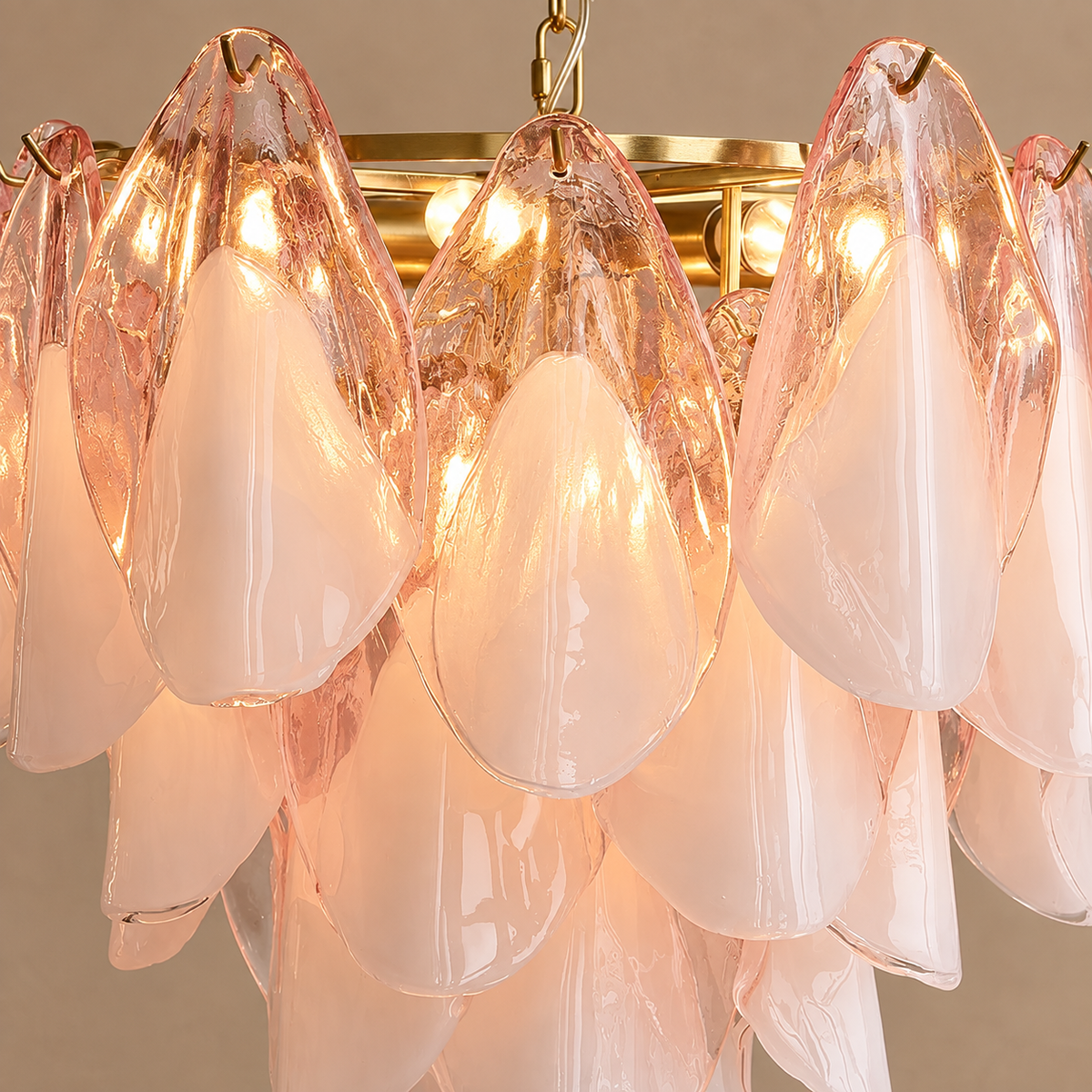 Pink Glass Chandelier Stainless Steel | Small for a Bedroom Large Living Room Custom Chain Drop Casalola Lights Luxury