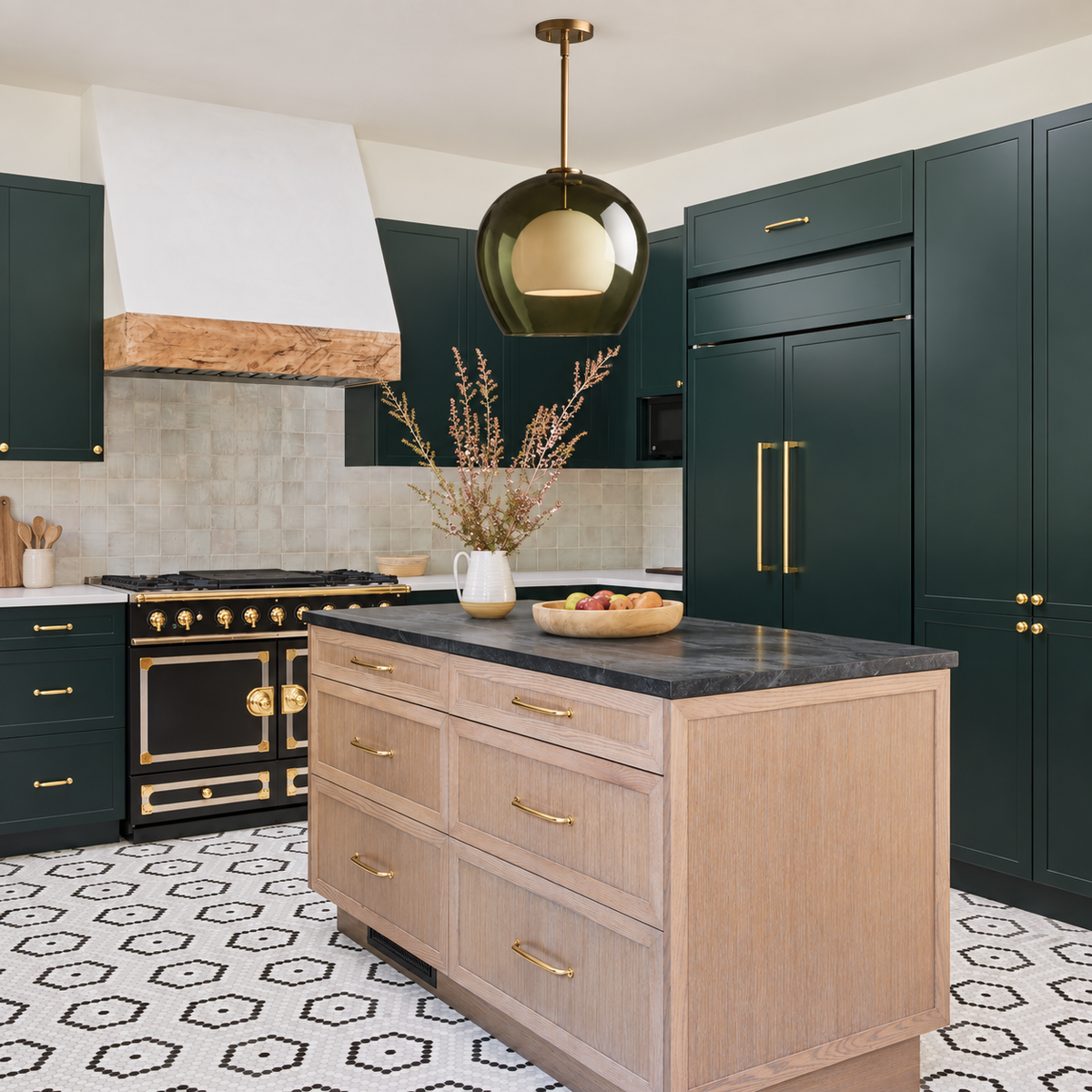 Green Glass Globe Pendant Brass | White Core Spreads the Light so Glows Entrance or Row Casalola Lights Luxury Lamps
