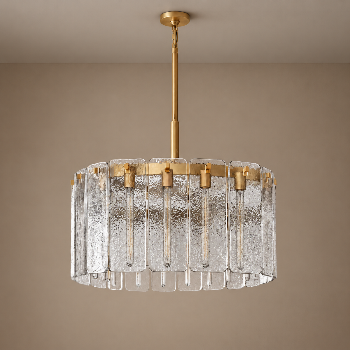 Cast Glass Ring Chandelier Copper Gold or Black | Three Diameters Custom Rod for a High Ceiling Casalola Lights Luxury