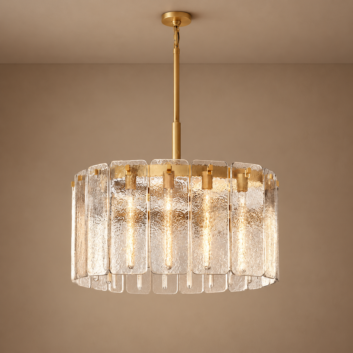 Cast Glass Ring Chandelier Copper Gold or Black | Three Diameters Custom Rod for a High Ceiling Casalola Lights Luxury