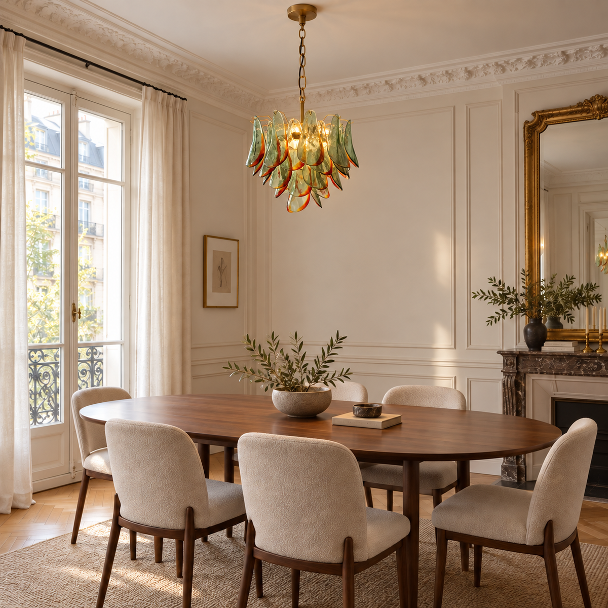 Glass and Brass Chandelier 7 or 13 Light | Small for a Bedroom Larger Open Plan Living Sloped Casalola Lights Luxury