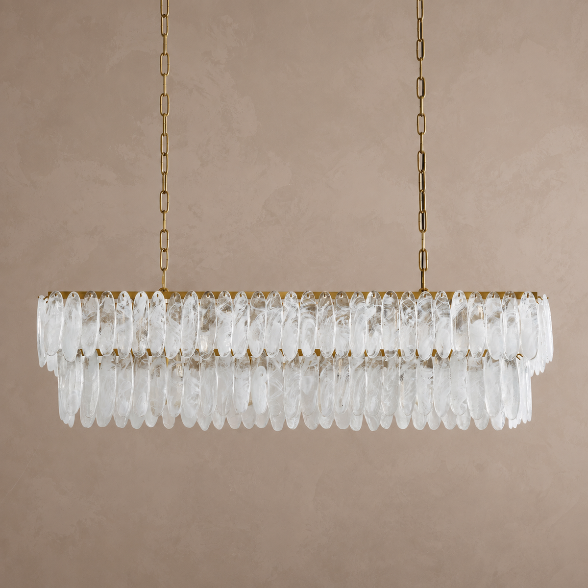 Extra Long Glass Linear Chandelier Brass | one Line of Light Instead Pendants Over a Table Casalola Lights Luxury Lamps