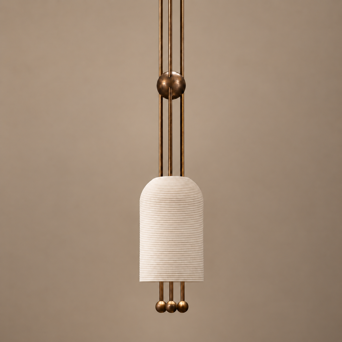 Fluted Ceramic Pendant Solid Copper | Unglazed Biscuit Glows Through Island Vanity or Bedside Casalola Lights Luxury