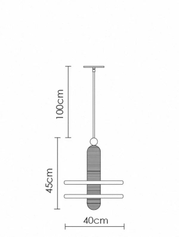 Volto dimensions: 40 cm wide, 45 cm body height and 100 cm suspension rod