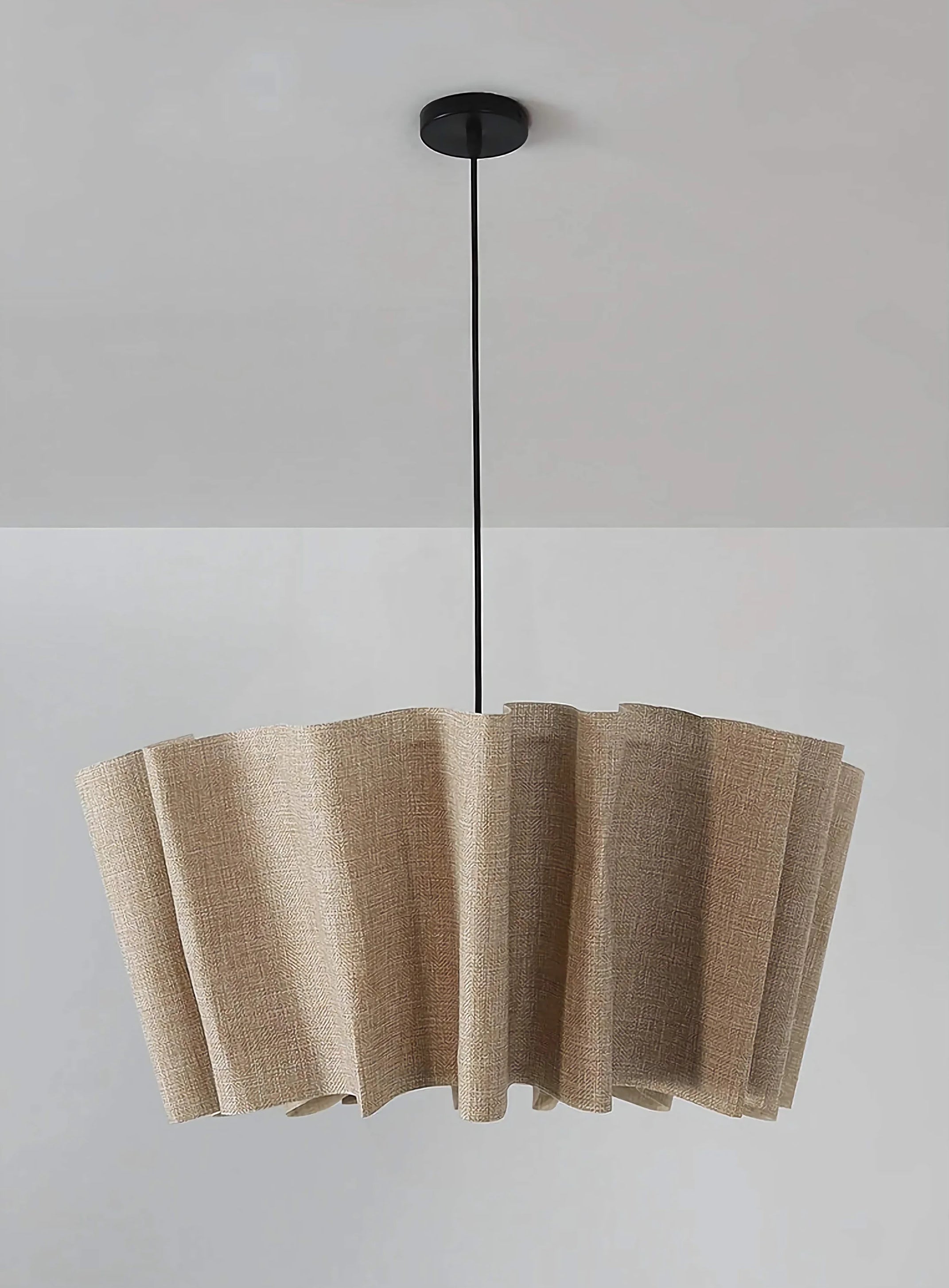 Japanese Style Pendant Light | Hand-knitted Fabric Lampshade | Warm Minimalist Japandi Biophilic