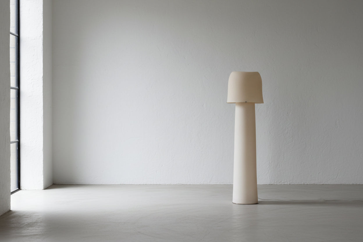 Minimalist Cylinder Floor Lamp | 132cm Wabi-sabi Totem | Translucent Stone-paper Texture | Soft Glow Resin | Casalola