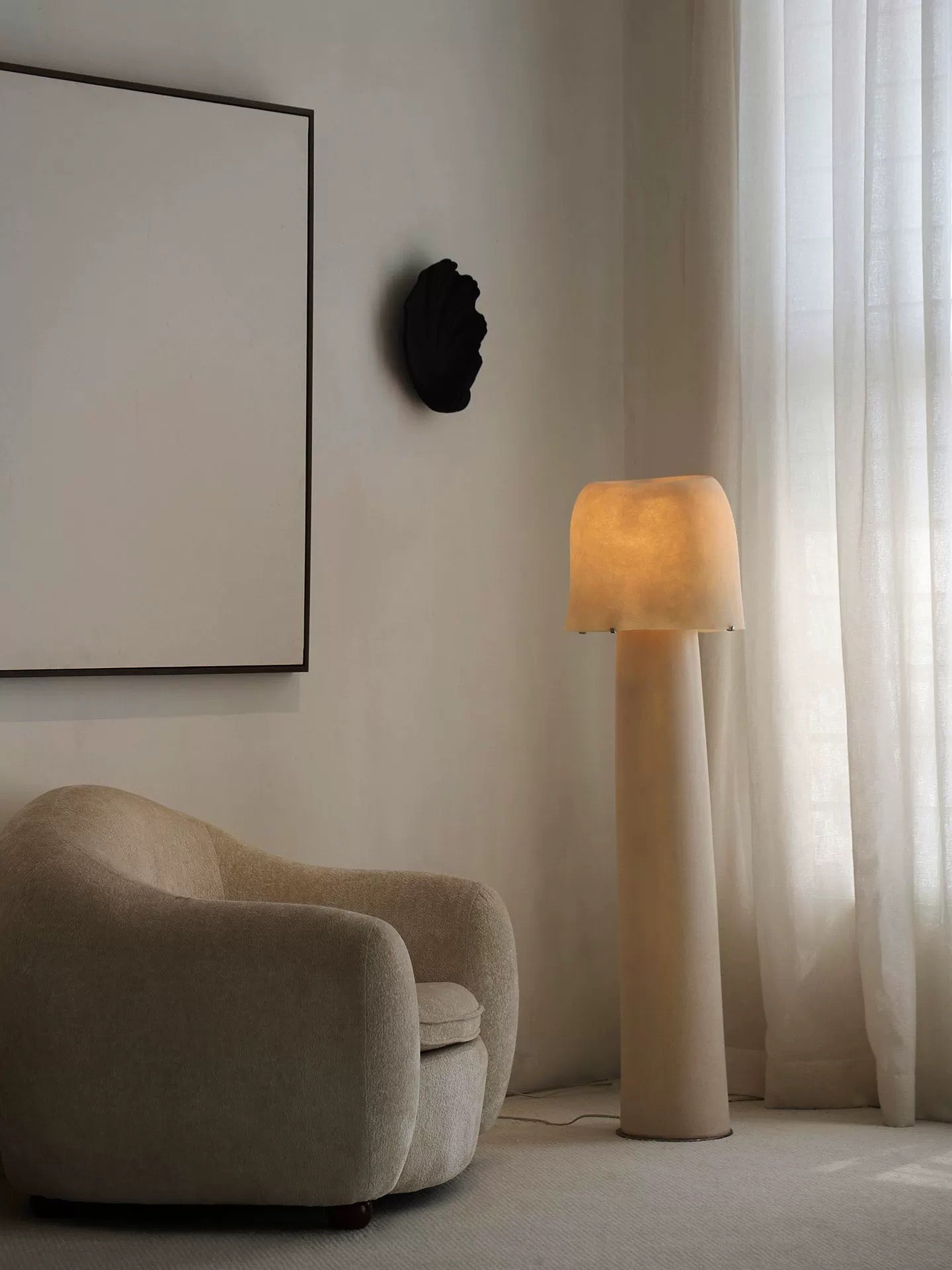 Minimalist Cylinder Floor Lamp | 132cm Wabi-sabi Totem | Translucent Stone-paper Texture | Soft Glow Resin | Casalola