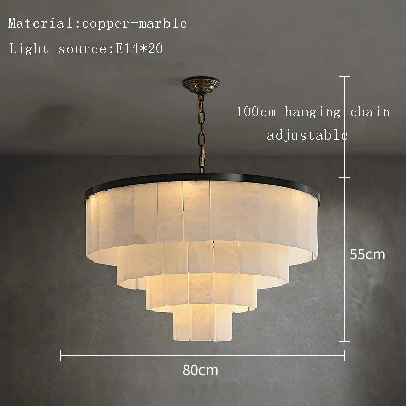 Black Tiered Alabaster Chandelier for Dining Room | Stainless Steel 2 to 5 Tiers 45-110 Cm (17.7-43.3″) Casalola Lights