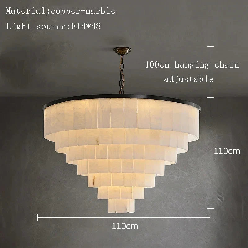 Black Tiered Alabaster Chandelier for Dining Room | Stainless Steel 2 to 5 Tiers 45-110 Cm (17.7-43.3″) Casalola Lights